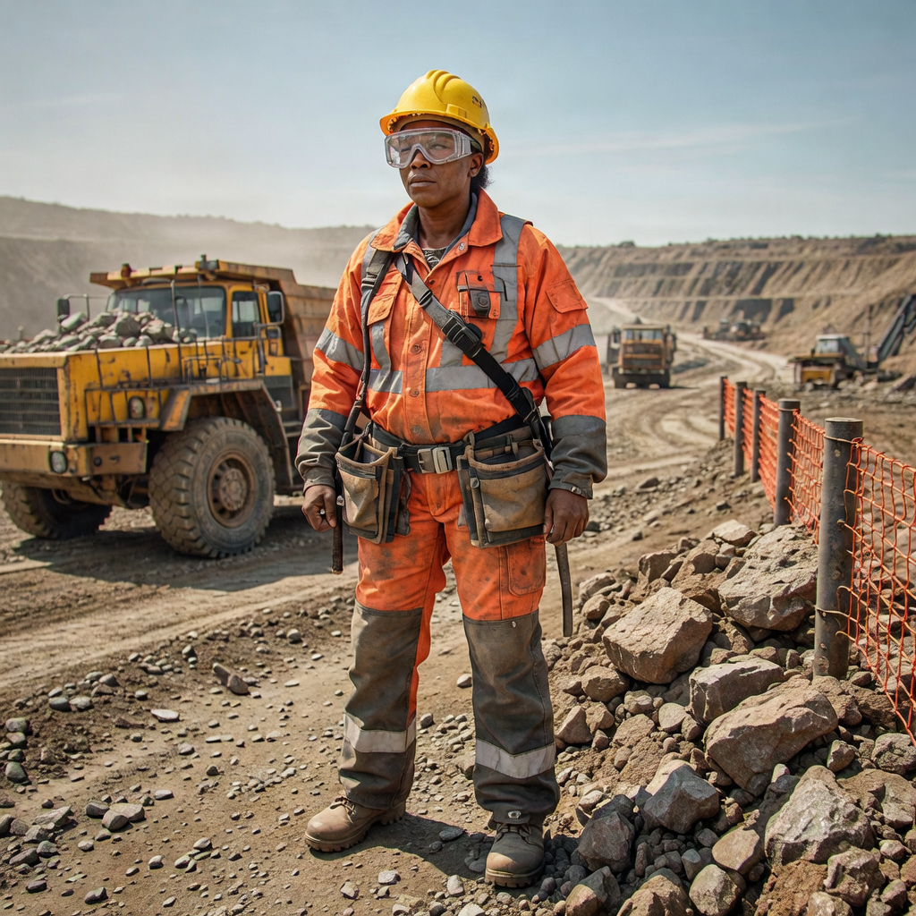 Mining worker in durable industrial workwear