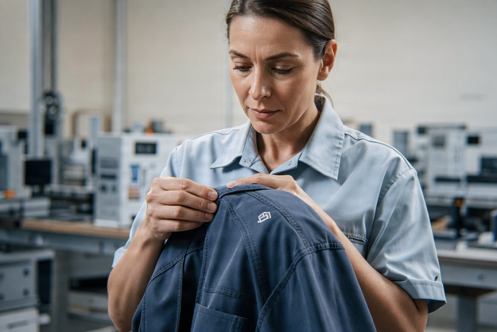 Workwear manufacturing process - quality check and packaging